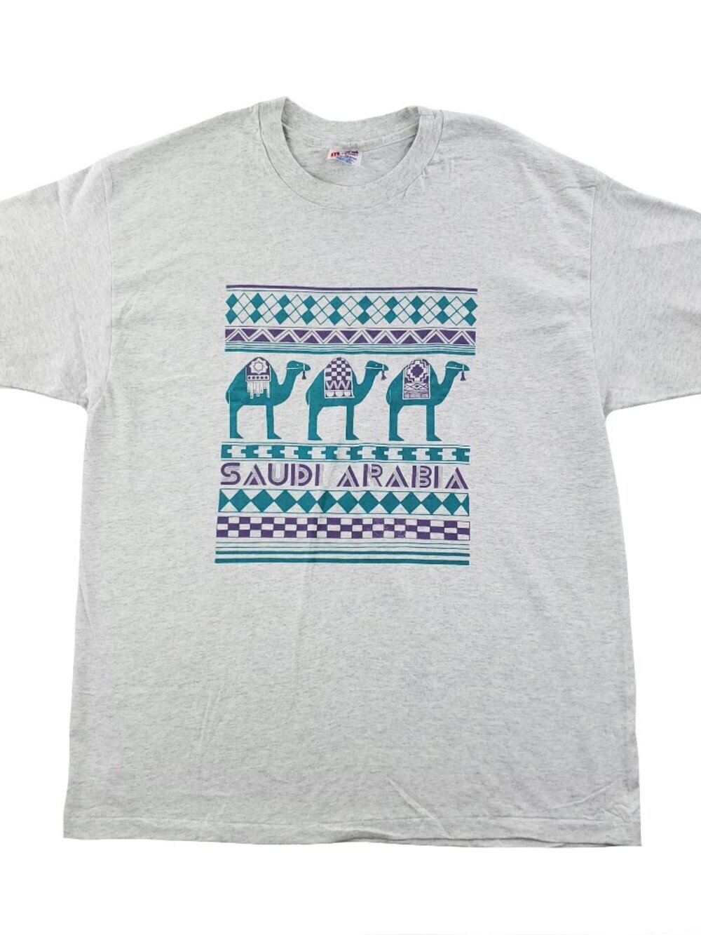 Saudia Arabia Vintage T-Shirt Camels Geometric Single Stitch Souvenir Unworn XL